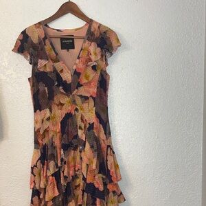 Le Superbe High Low Floral Dress - Pink and Black